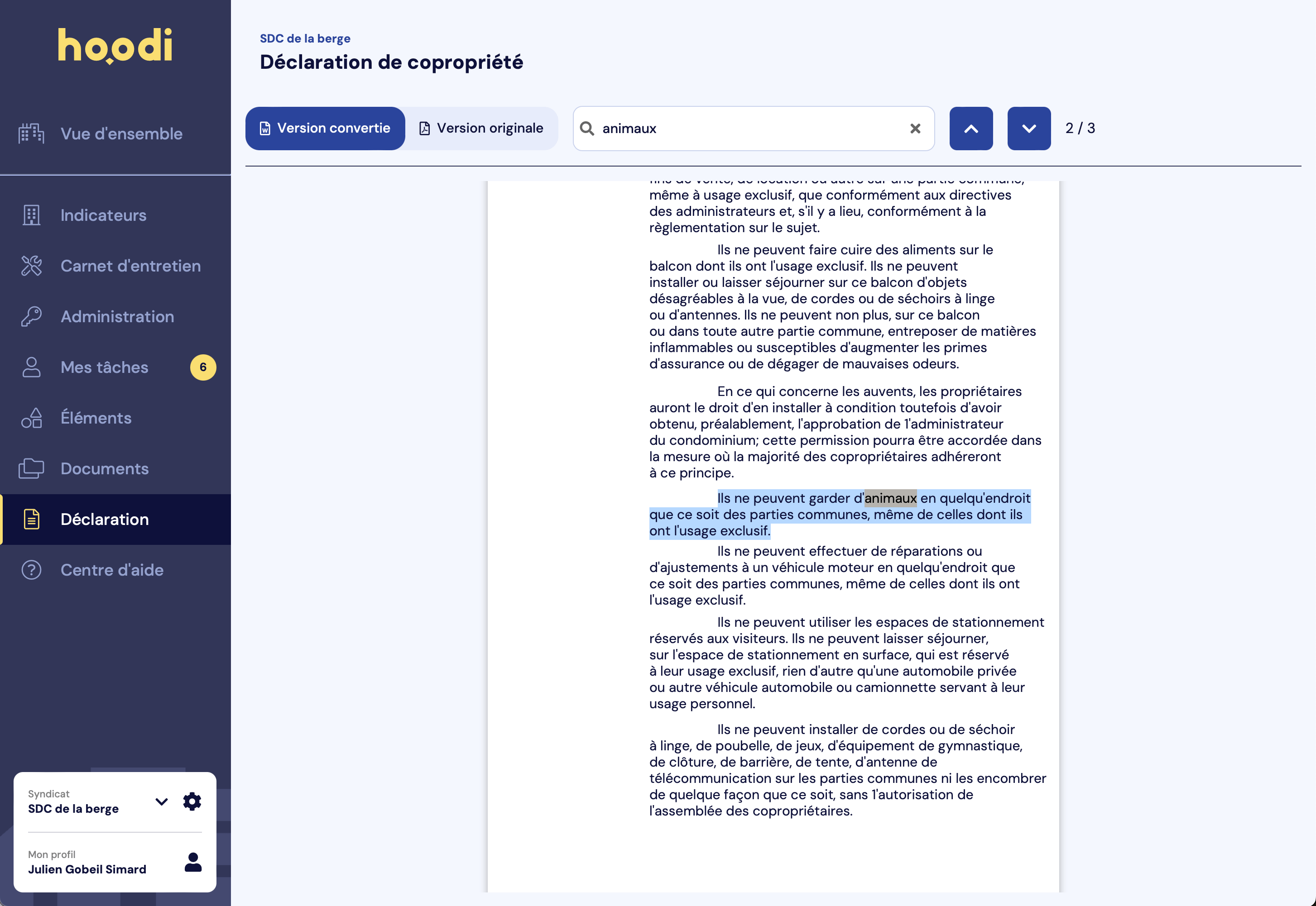 Copier-coller fonctionnel dans la déclaration de copropriété hoodi