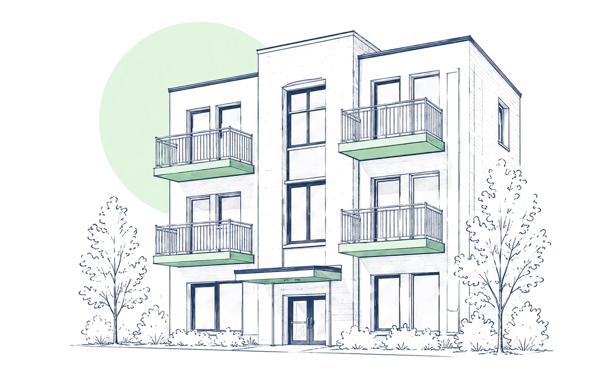 Illustration éditoriale : suivi numérique de l’entretien d’un immeuble en copropriété