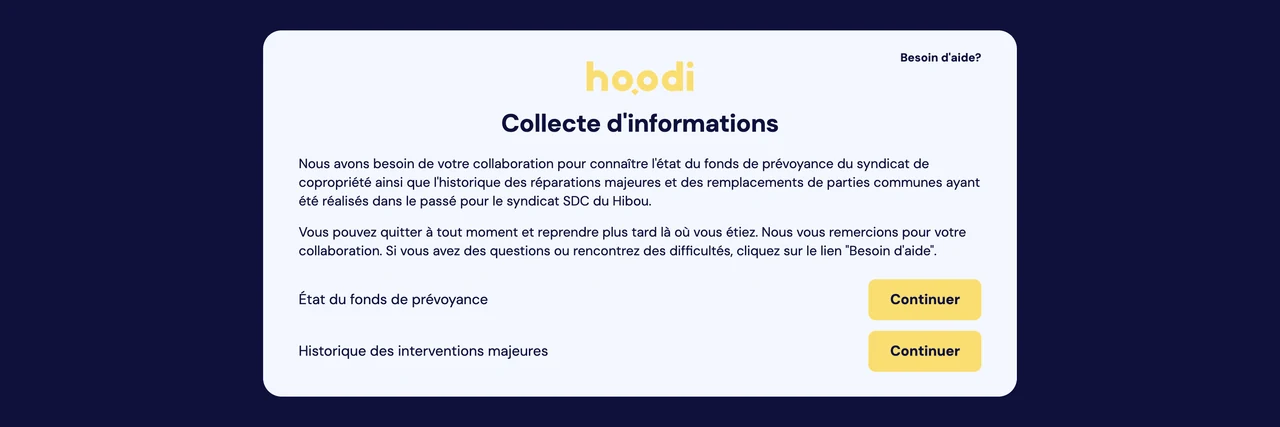 Capture d’écran : formulaire de collecte d’informations du compte client